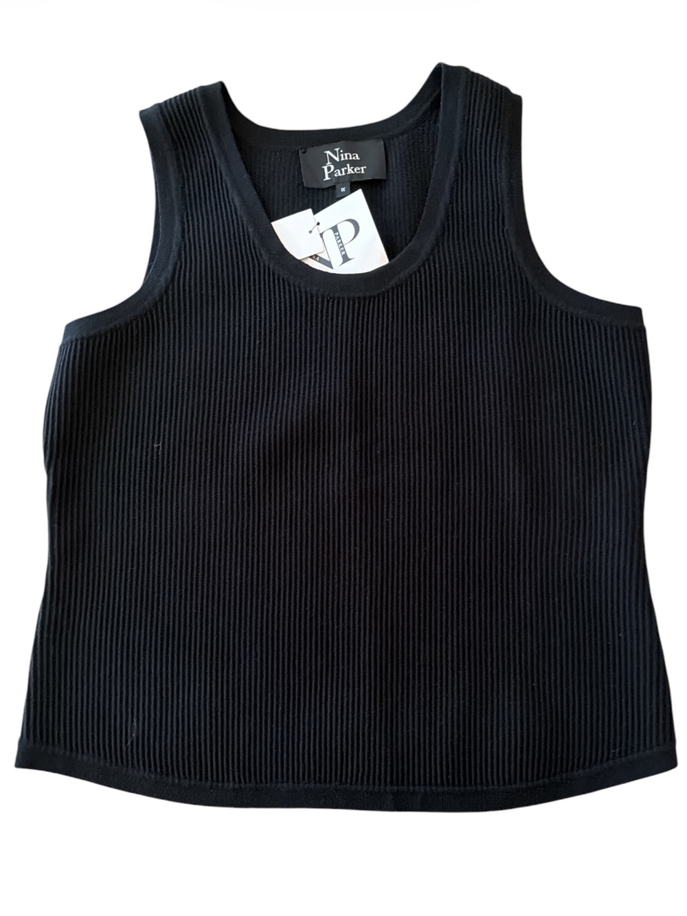Nina Parker Ribbed Knit Tank Top Black Sleeveless Size 1X NWT